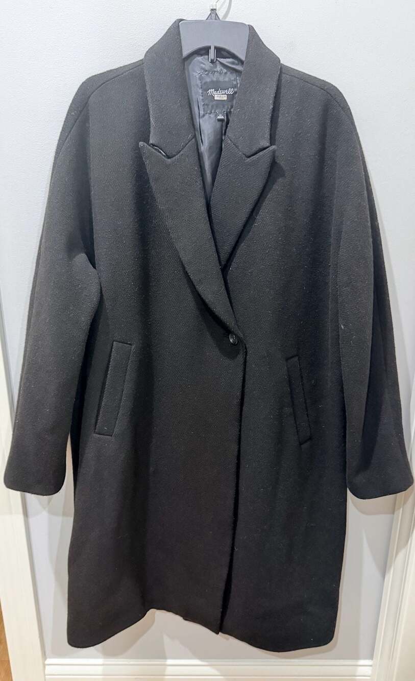 Madewell Wool Blend Cocoon Coat Size 14 Black